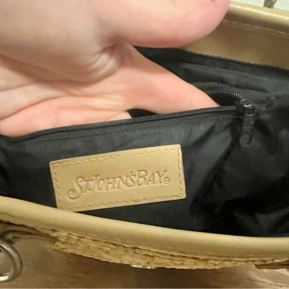 NWOT St. John’s Bay Tan Straw Satchel Summer Tote with Beige Trim - Picture 8 of 13